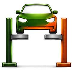 Car on a lift for diagnostics at 8 Cylinders Auto Repair