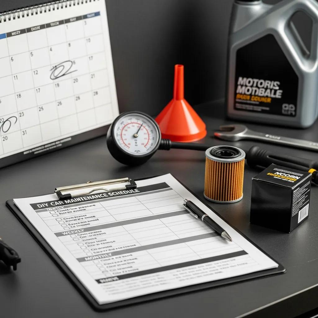 Save Money on DIY Car Repairs in Philadelphia 2 DIY car maintenance schedule with tools, emphasizing the importance of regular vehicle checks