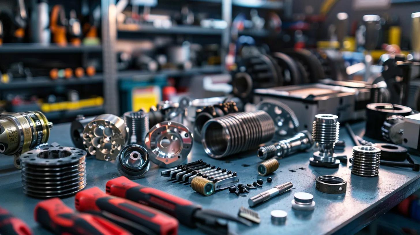 Comparison of OEM and aftermarket car parts on a workbench