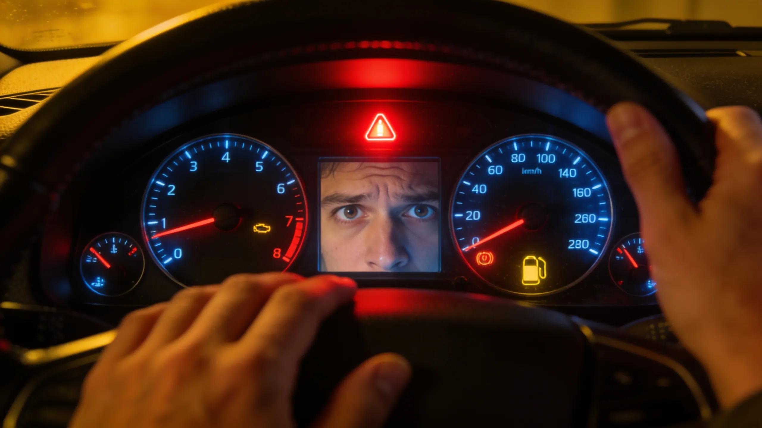 Dashboard with illuminated check engine light, highlighting the need for vehicle diagnostic services