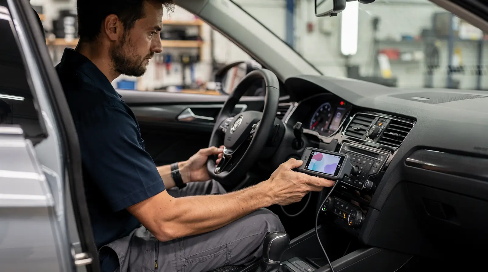 The process starts with a conversation about symptoms before any equipment is connected